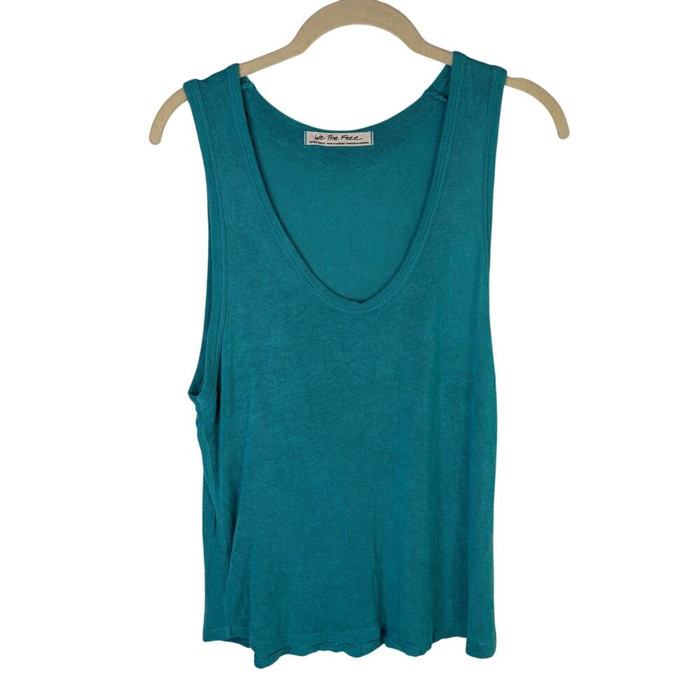 Free People We The Free Tank top turquoise scoop neck size XS, boho, casual
